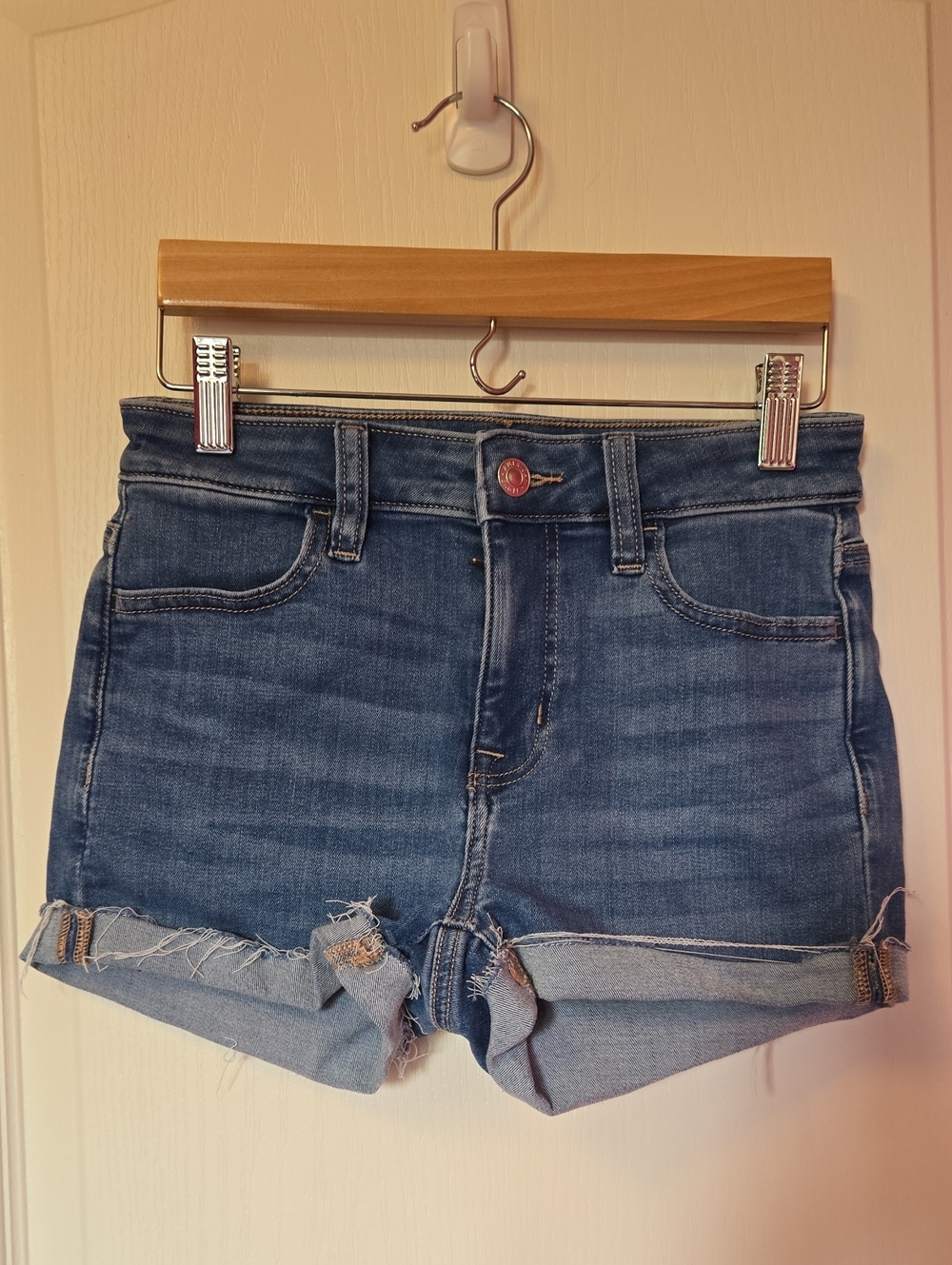 American Eagle Outfitters Blue Denim Roll-Hem Shorts